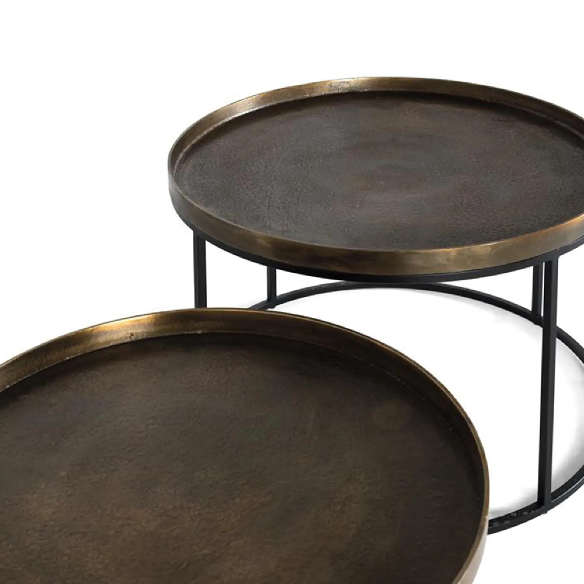 Juamoja Round Coffee Table Set of 2 - Bronze, Metal