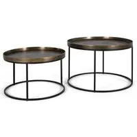 Juamoja Round Coffee Table Set of 2 - Bronze, Metal