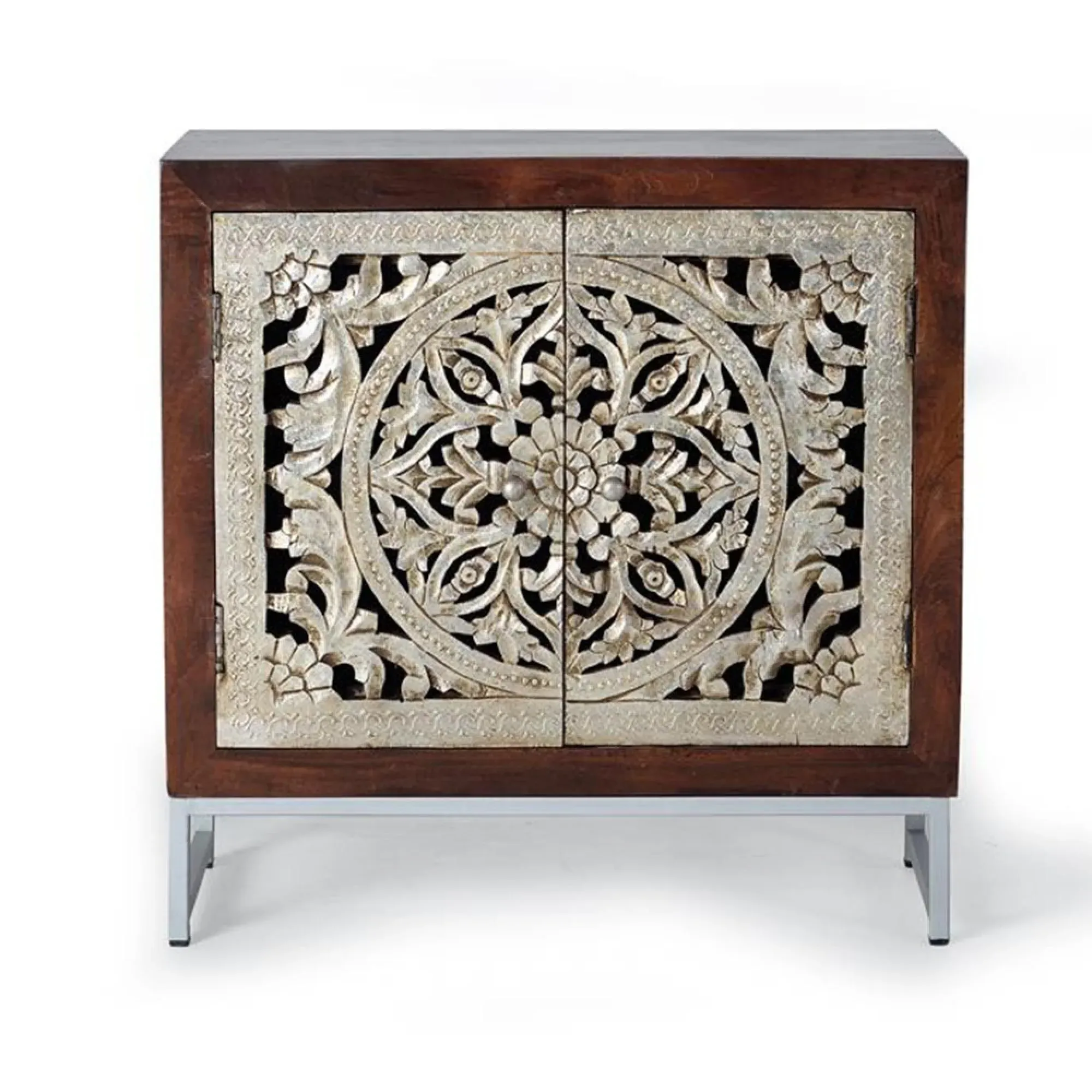 Jush Carved Small Sideboard - Dark Mango Wood