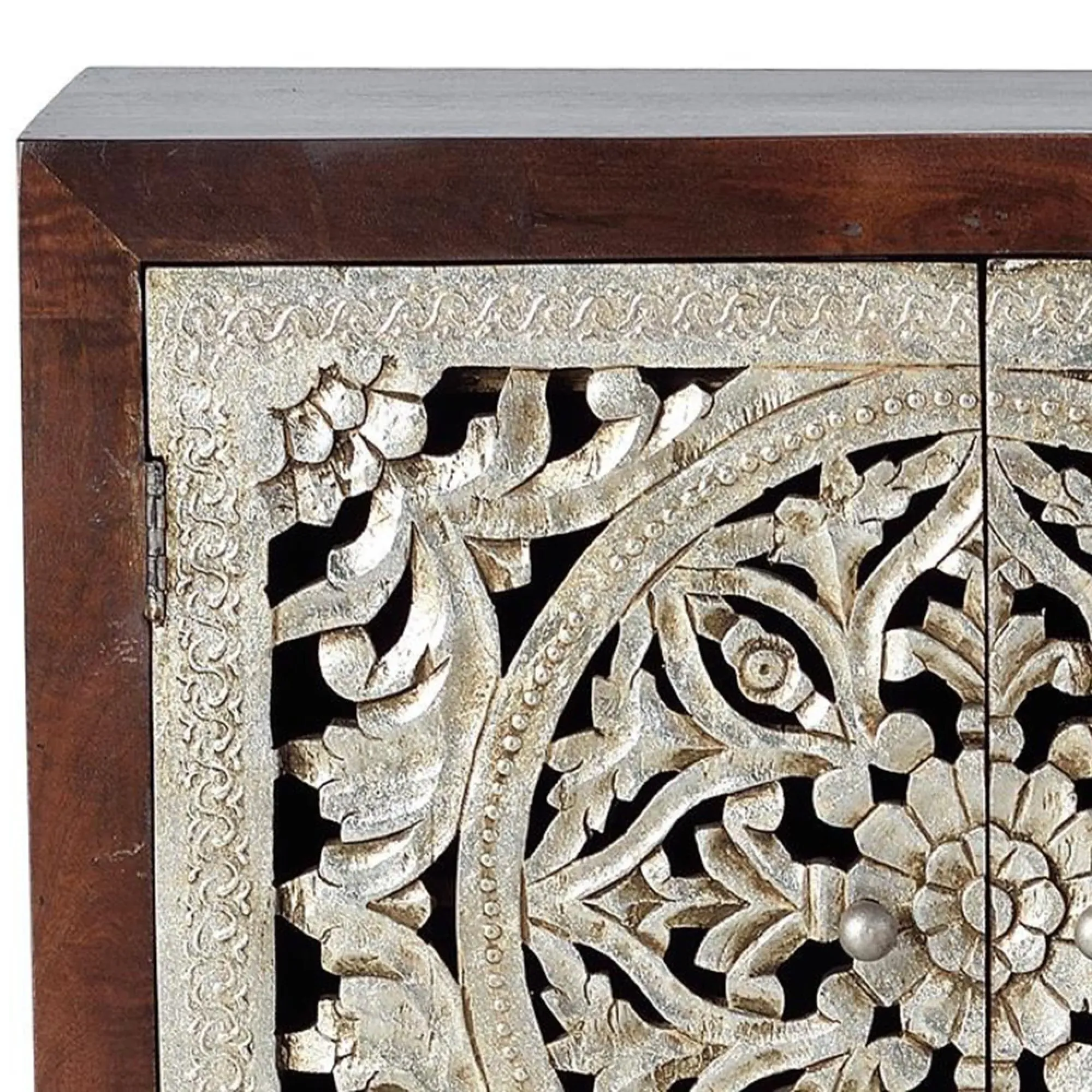 Jush Carved Small Sideboard - Dark Mango Wood