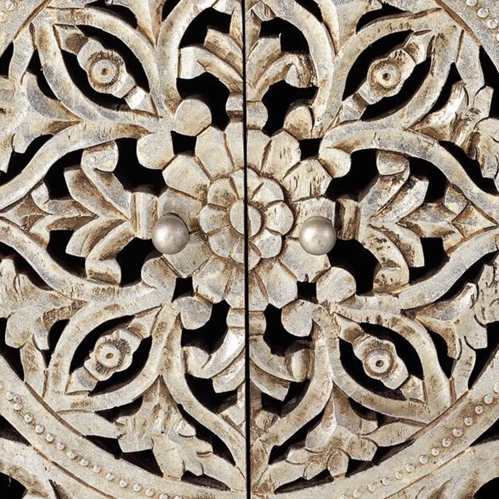 Jush Carved Small Sideboard - Dark Mango Wood