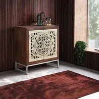 Jush Carved Small Sideboard - Dark Mango Wood