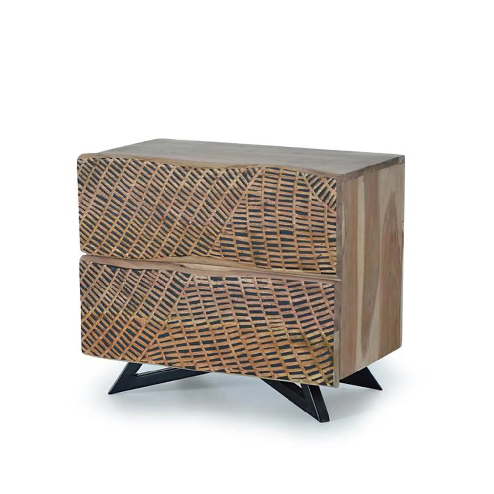 Karlstad 2 Drawer Bedside Table - Natural, Acacia Wood