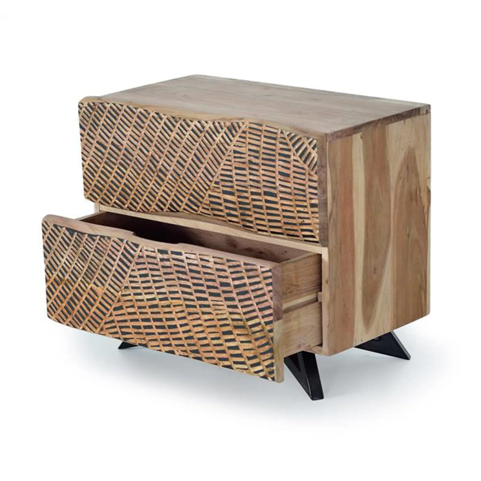 Karlstad 2 Drawer Bedside Table - Natural, Acacia Wood