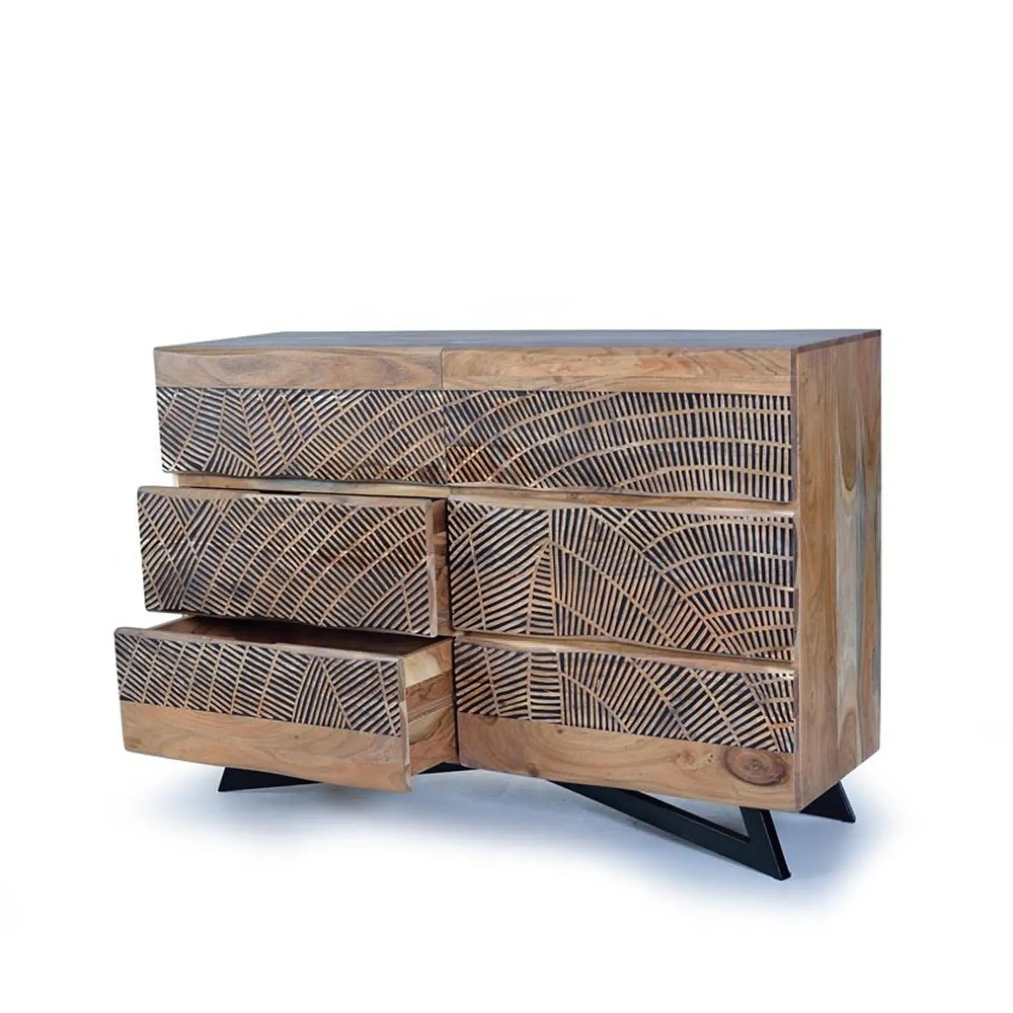 Karlstad 6 Drawer Wide Chest - Natural, Acacia Wood