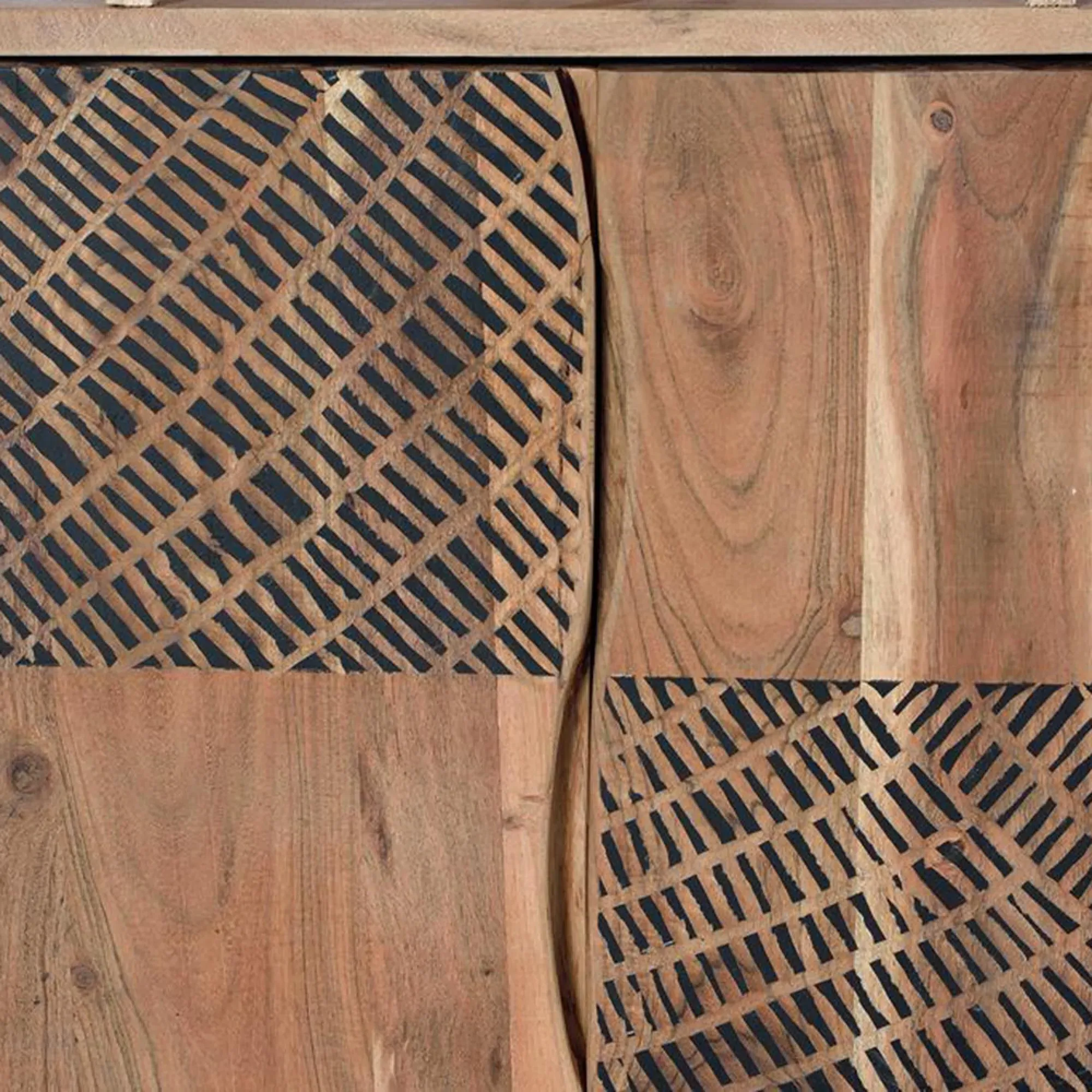 Karlstad Bookcase with Cupboard - Natural, Acacia Wood