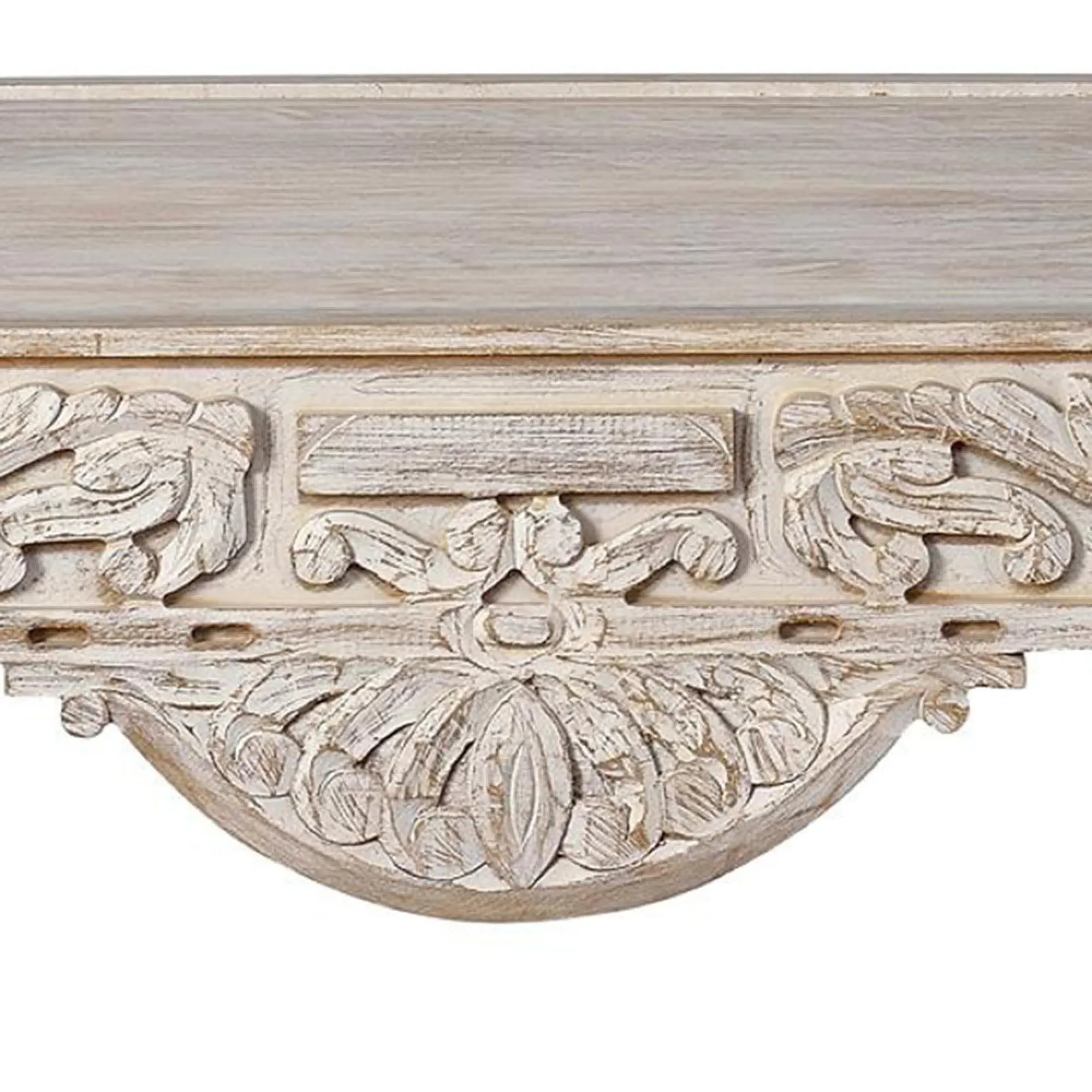 Kasherazi Carved Coffee Table - Aged White, Mango Wood