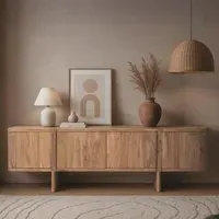 Kenzie 4 Door Large TV Unit - Natural, Acacia Wood