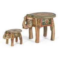 Kilomeni Elephant Table Set of 2 - Natural, Mango Wood