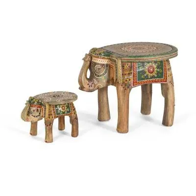 Kilomeni Elephant Table Set of 2 - Natural, Mango Wood image