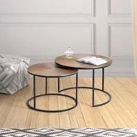 Kingalamila Round Coffee Table Set - Bronze, Metal