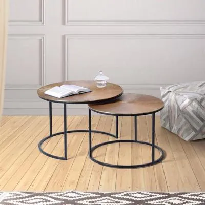 Kingalamila Round Coffee Table Set - Bronze, Metal