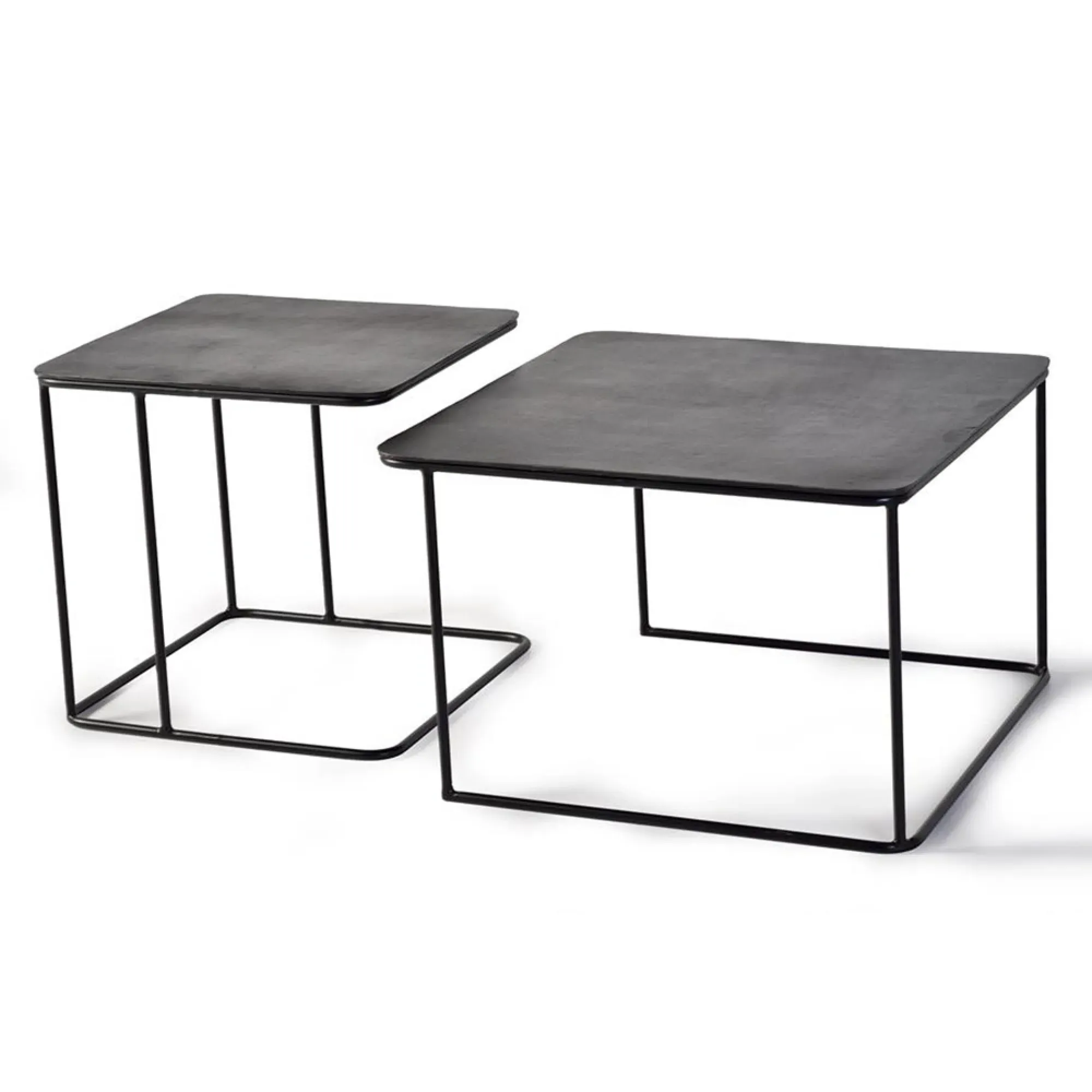 Kingalamila Square Coffee Table Set of 2 - Black, Metal