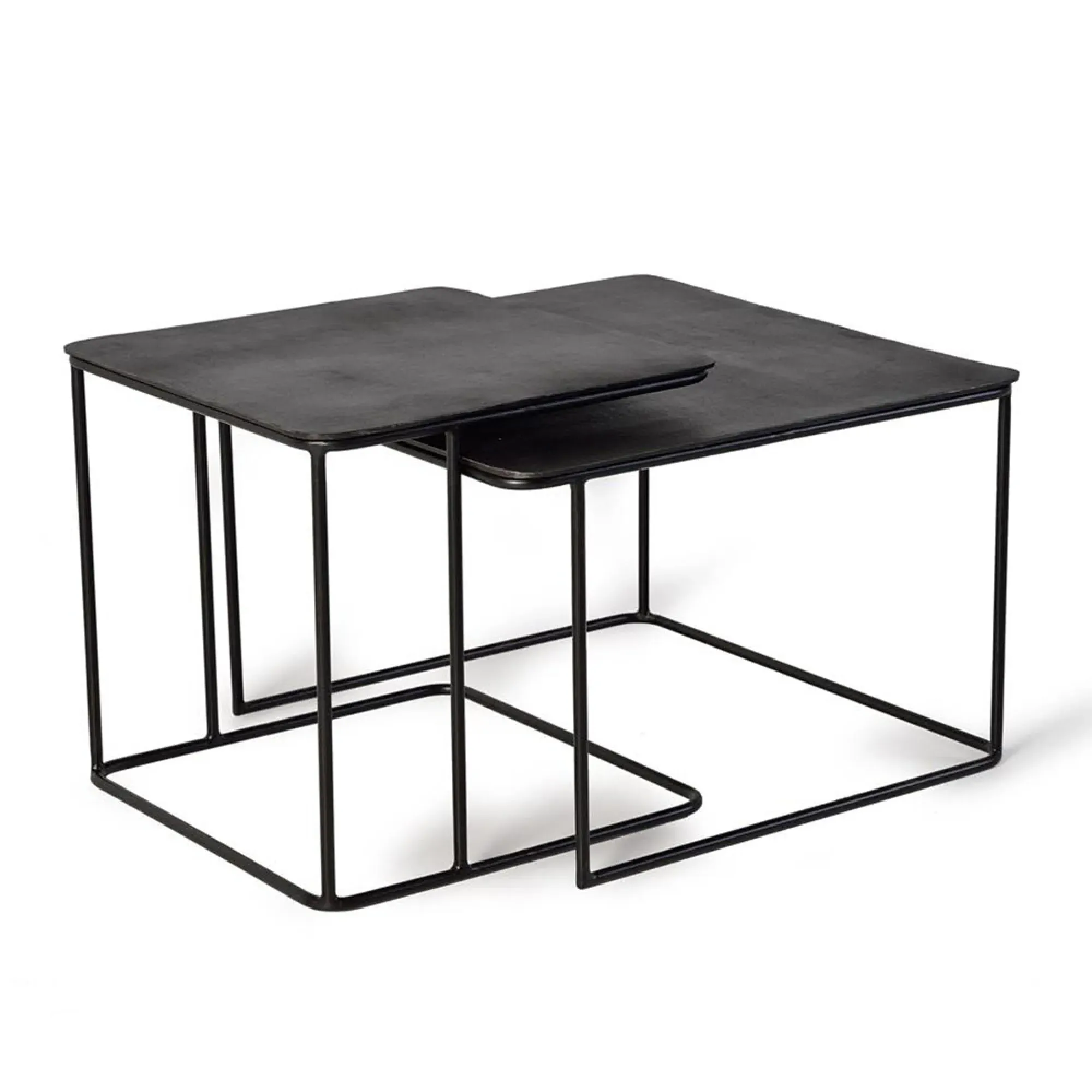 Kingalamila Square Coffee Table Set of 2 - Black, Metal