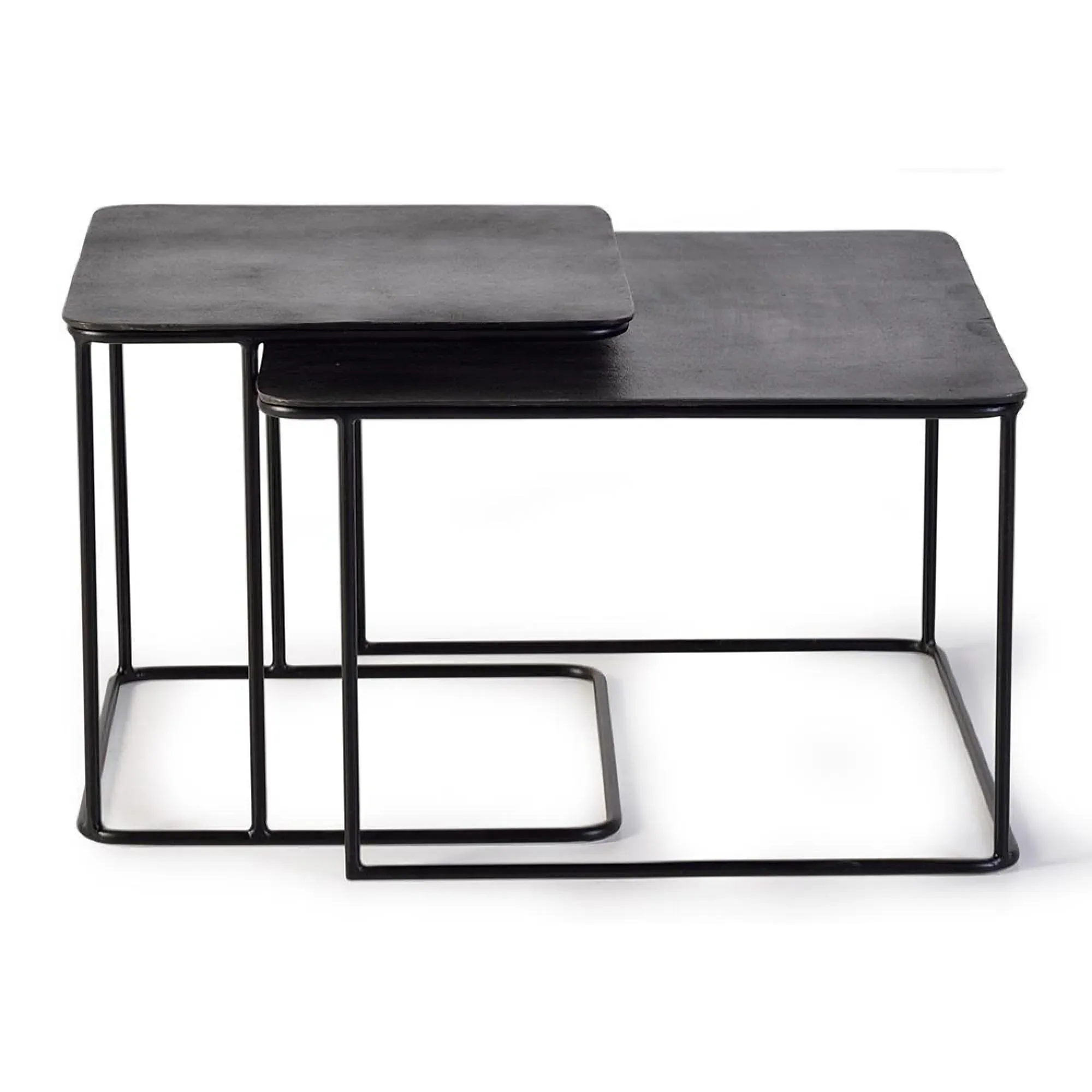 Kingalamila Square Coffee Table Set of 2 - Black, Metal