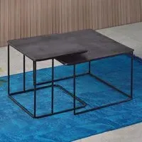 Kingalamila Square Coffee Table Set of 2 - Black, Metal