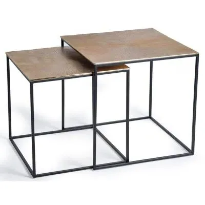 Kingalamila Square Coffee Table Set of 2 - Bronze, Metal image