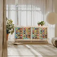 Koritza Distressed 4 Door Sideboard - Aged White, Mango Wood