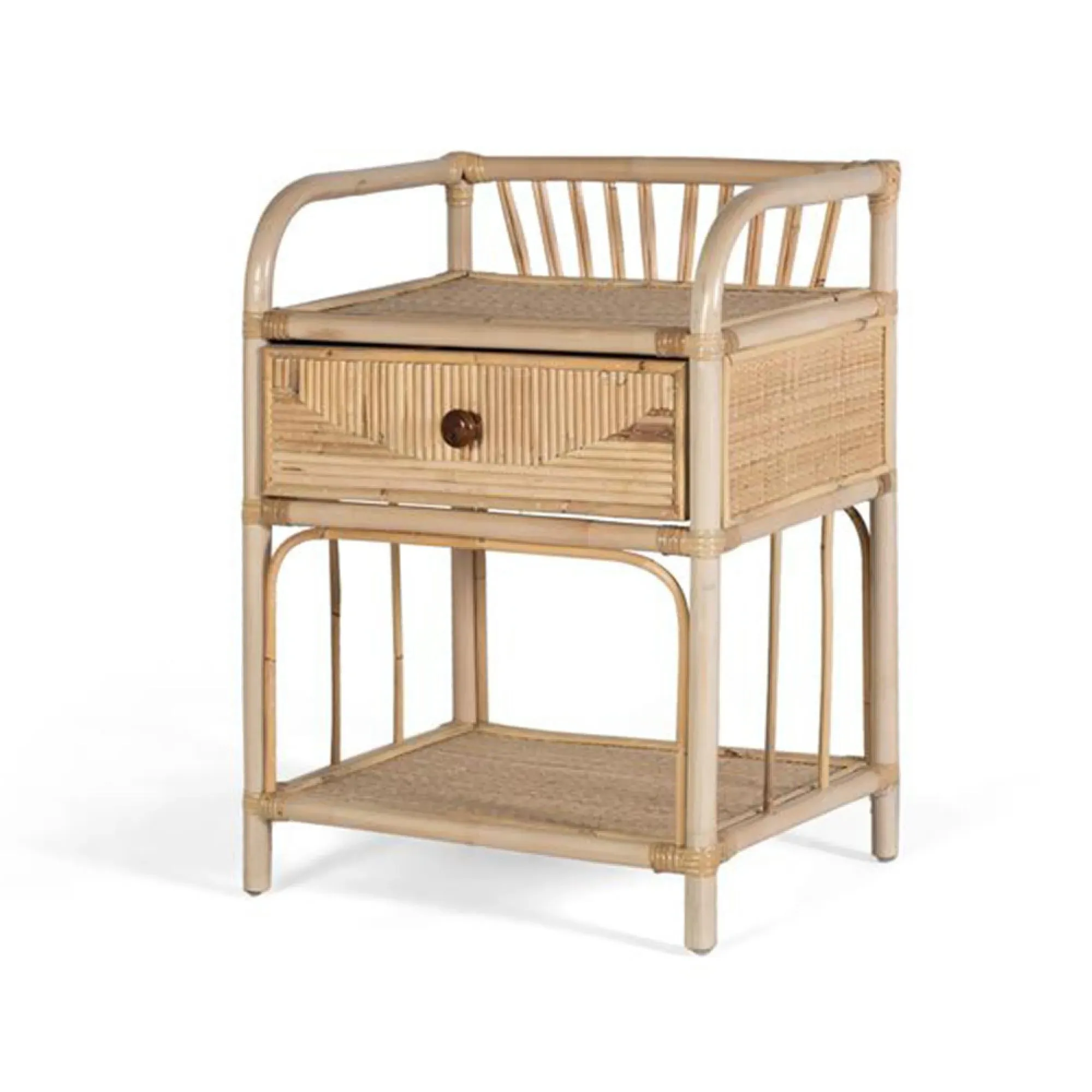 Lazlar 1 Drawer Bedside Table - Natural, Rattan