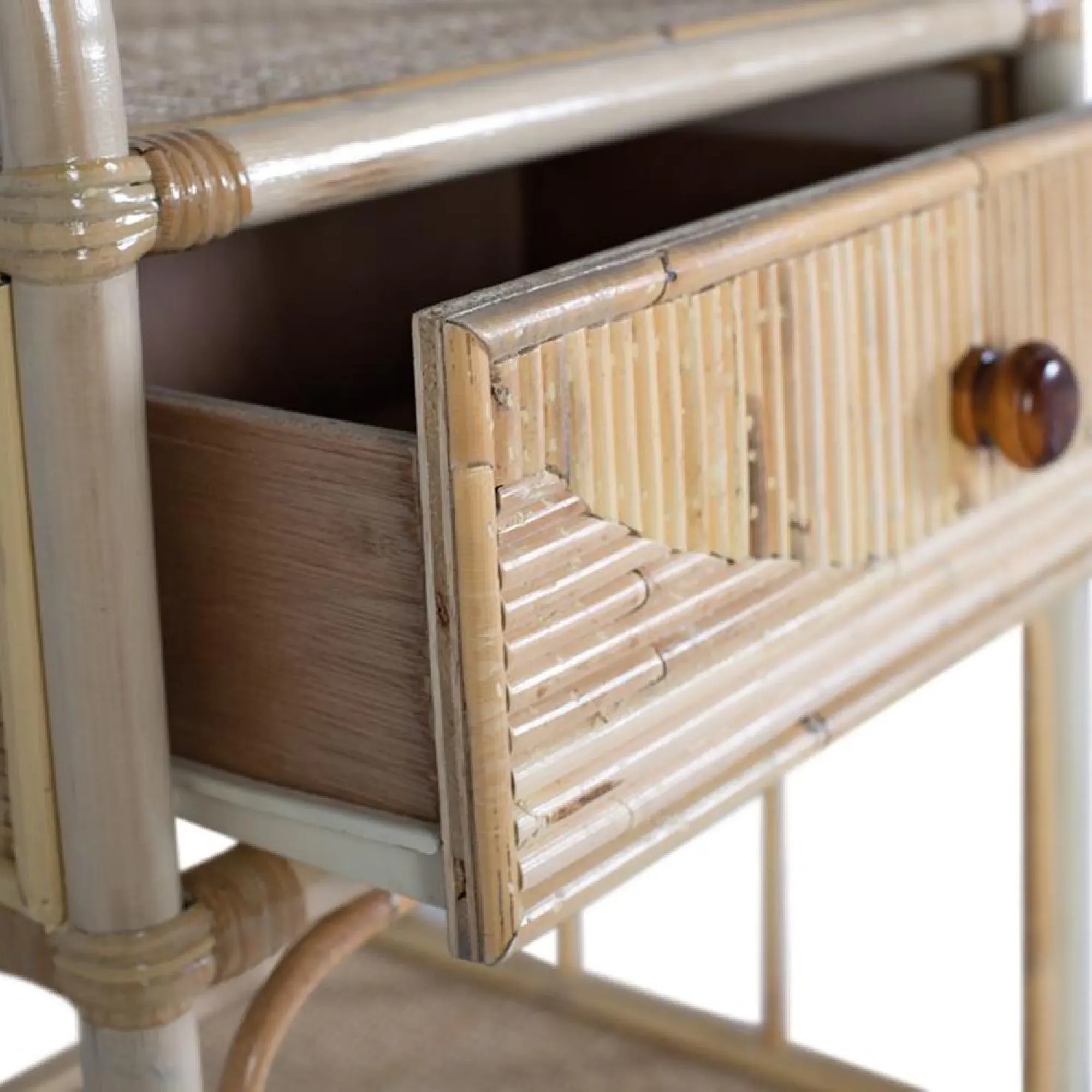 Lazlar 1 Drawer Bedside Table - Natural, Rattan