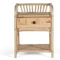 Lazlar 1 Drawer Bedside Table - Natural, Rattan