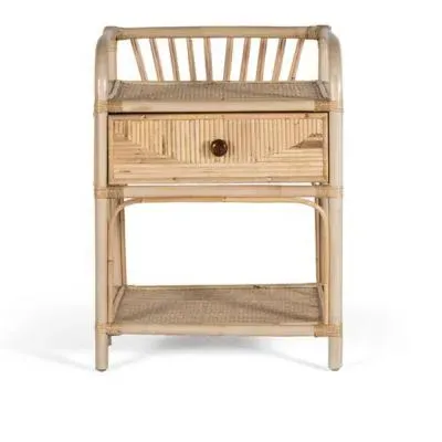 Lazlar 1 Drawer Bedside Table - Natural, Rattan