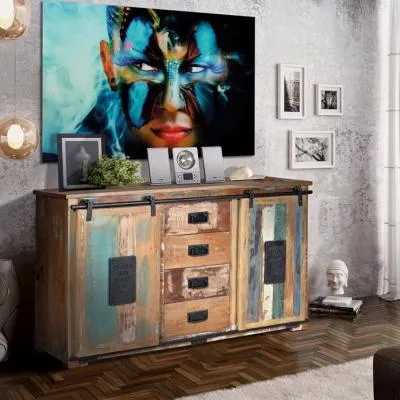 Leniasi Medium Sideboard with Sliding Doors - Multicolour