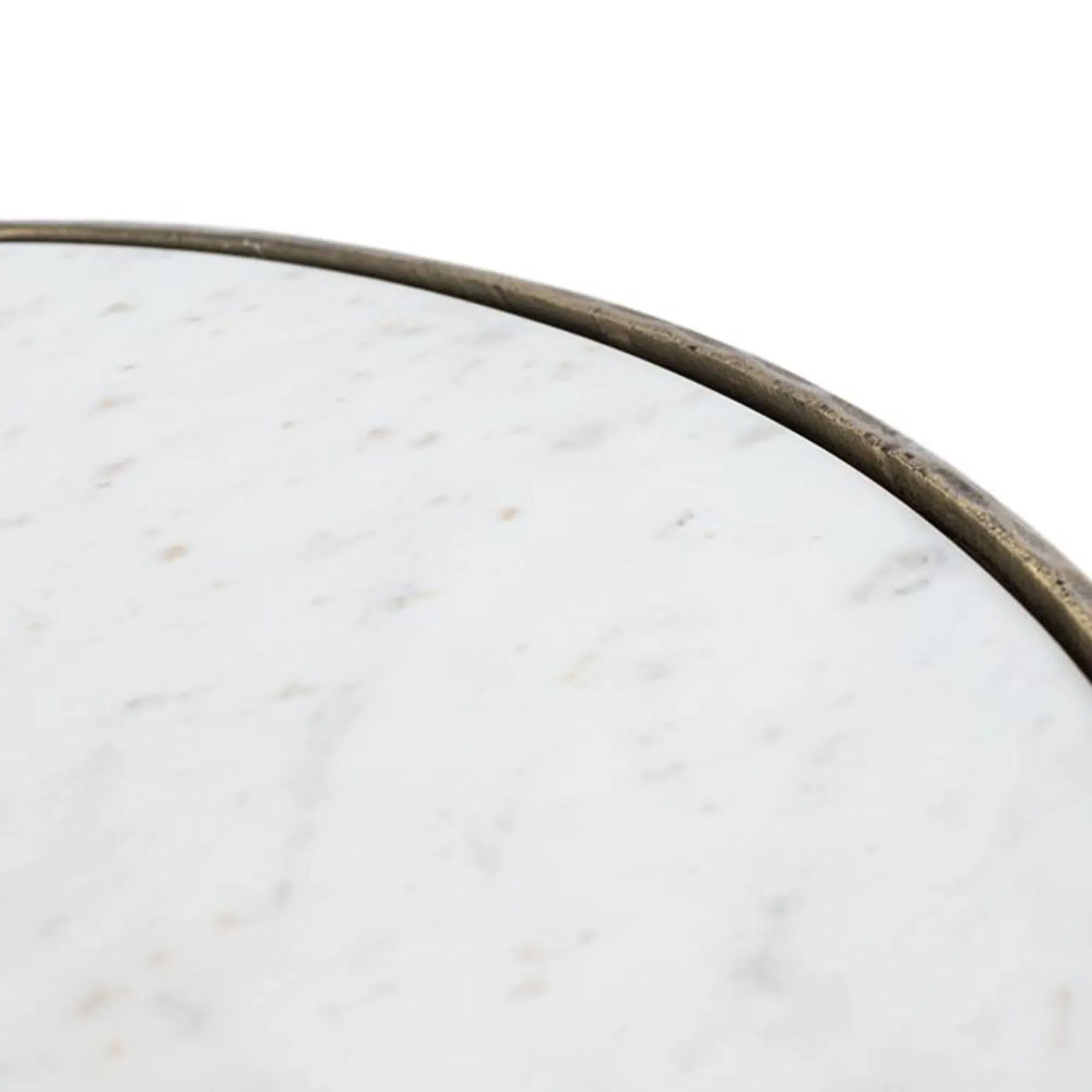 Livorno Round Nest of 2 Tables - White, Marble