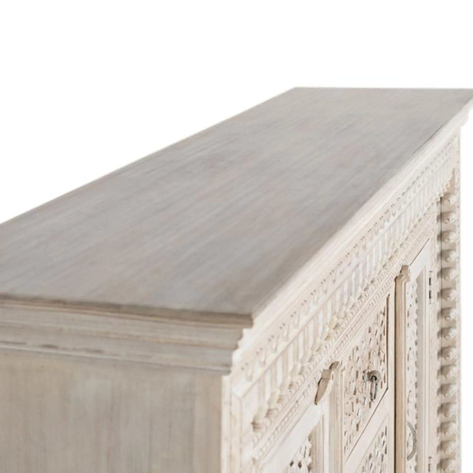 Lomax 2 Door Medium Sideboard - Aged White, Carved Mango Wood
