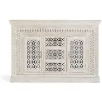Lomax 2 Door Medium Sideboard - Aged White, Carved Mango Wood