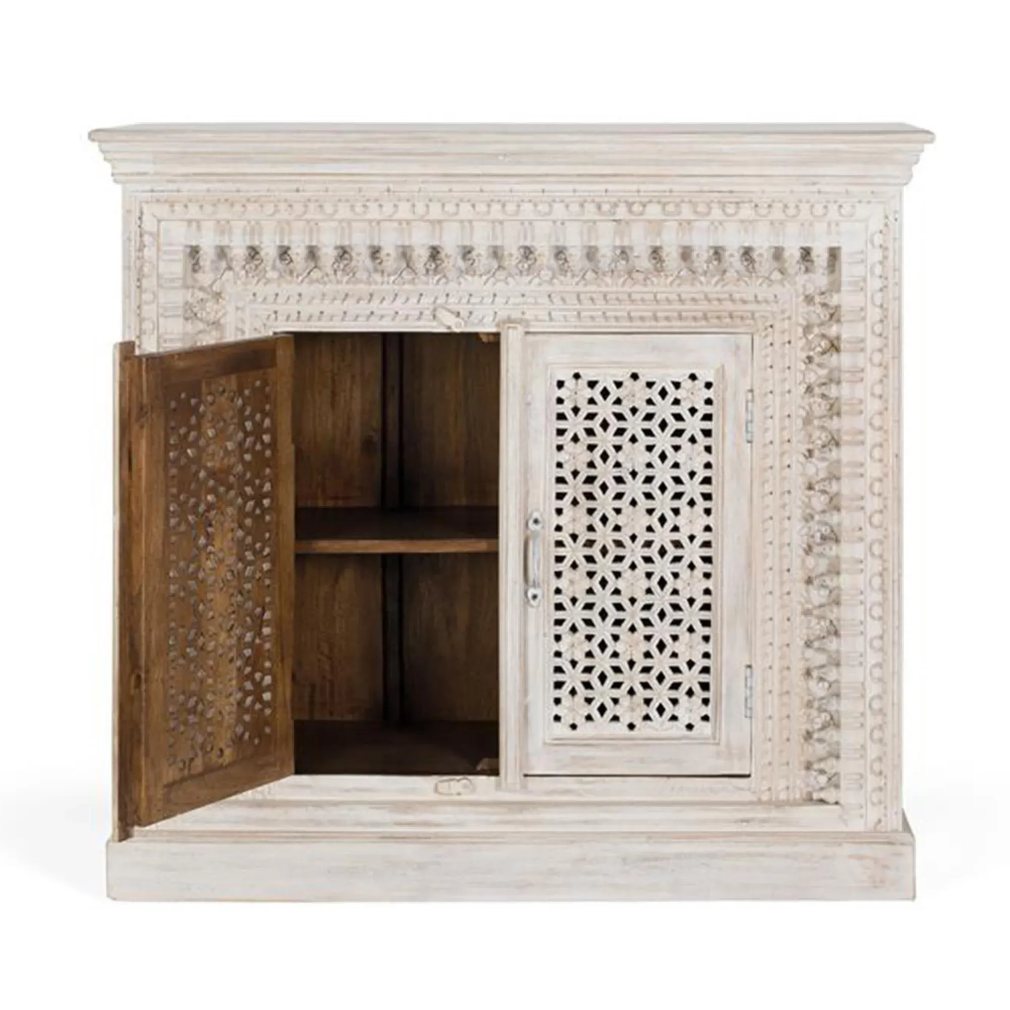 Lomax 2 Door Small Sideboard - Antique White, Mango Wood