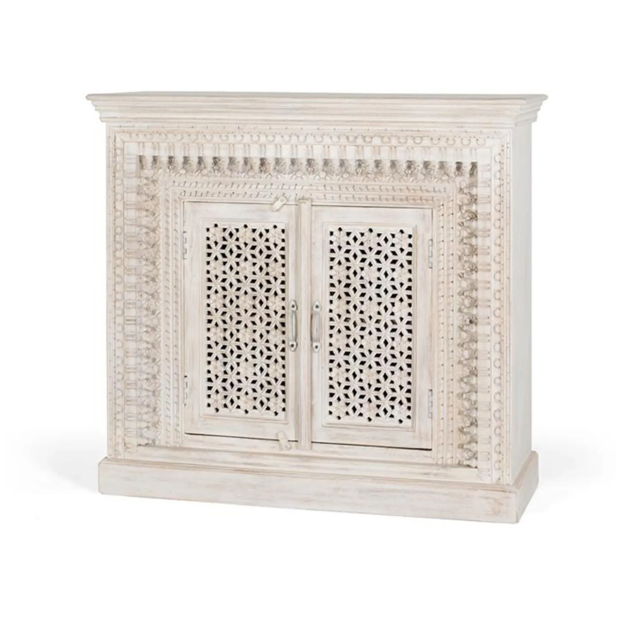 Lomax 2 Door Small Sideboard - Antique White, Mango Wood