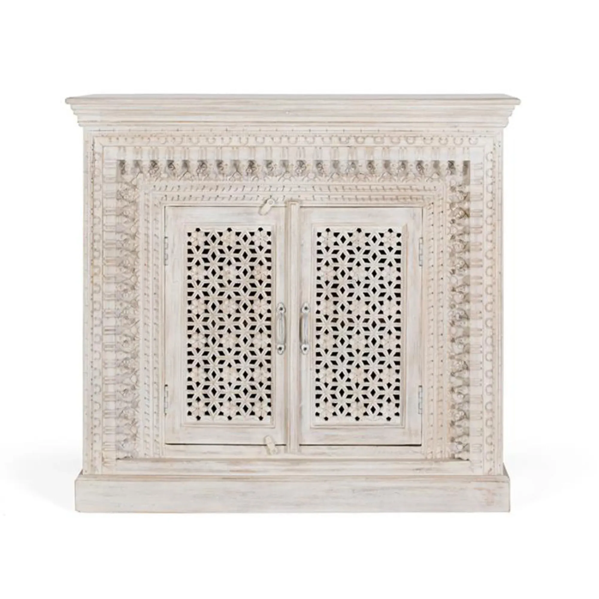 Lomax 2 Door Small Sideboard - Antique White, Mango Wood