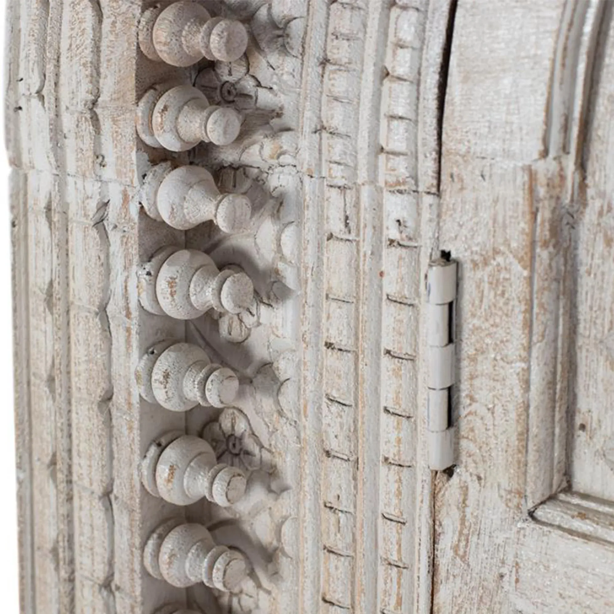 Lomax Carved Arch 2 Door Wardrobe - Antique White, Mango Wood