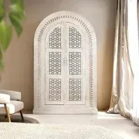 Lomax Carved Arch 2 Door Wardrobe - Antique White, Mango Wood