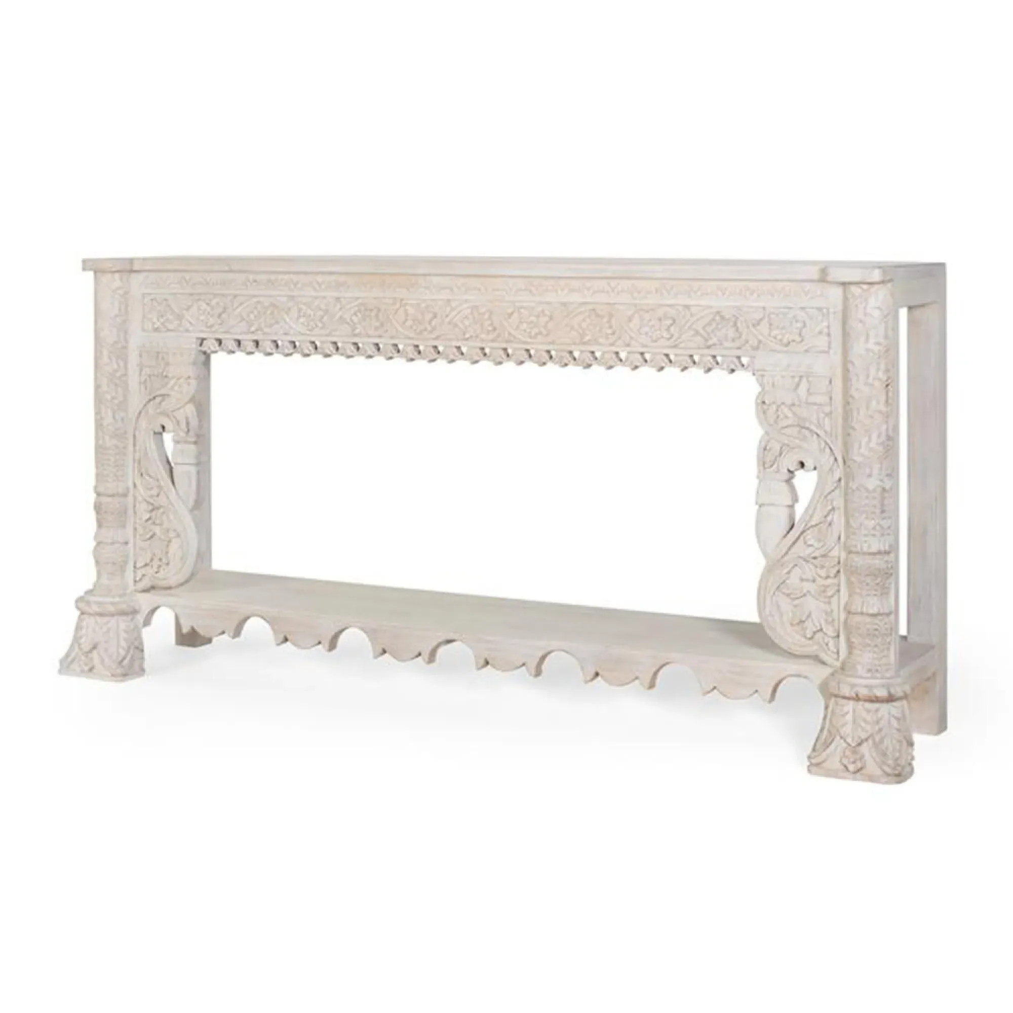 Lomax Large Console Table - Antique White, Mango Wood