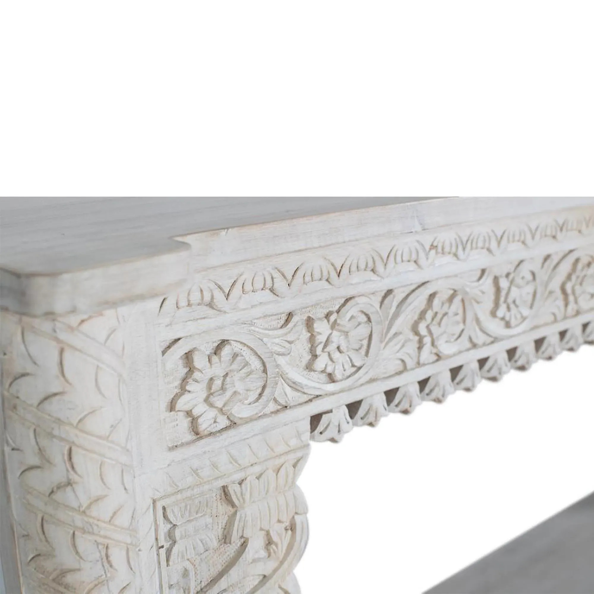 Lomax Large Console Table - Antique White, Mango Wood
