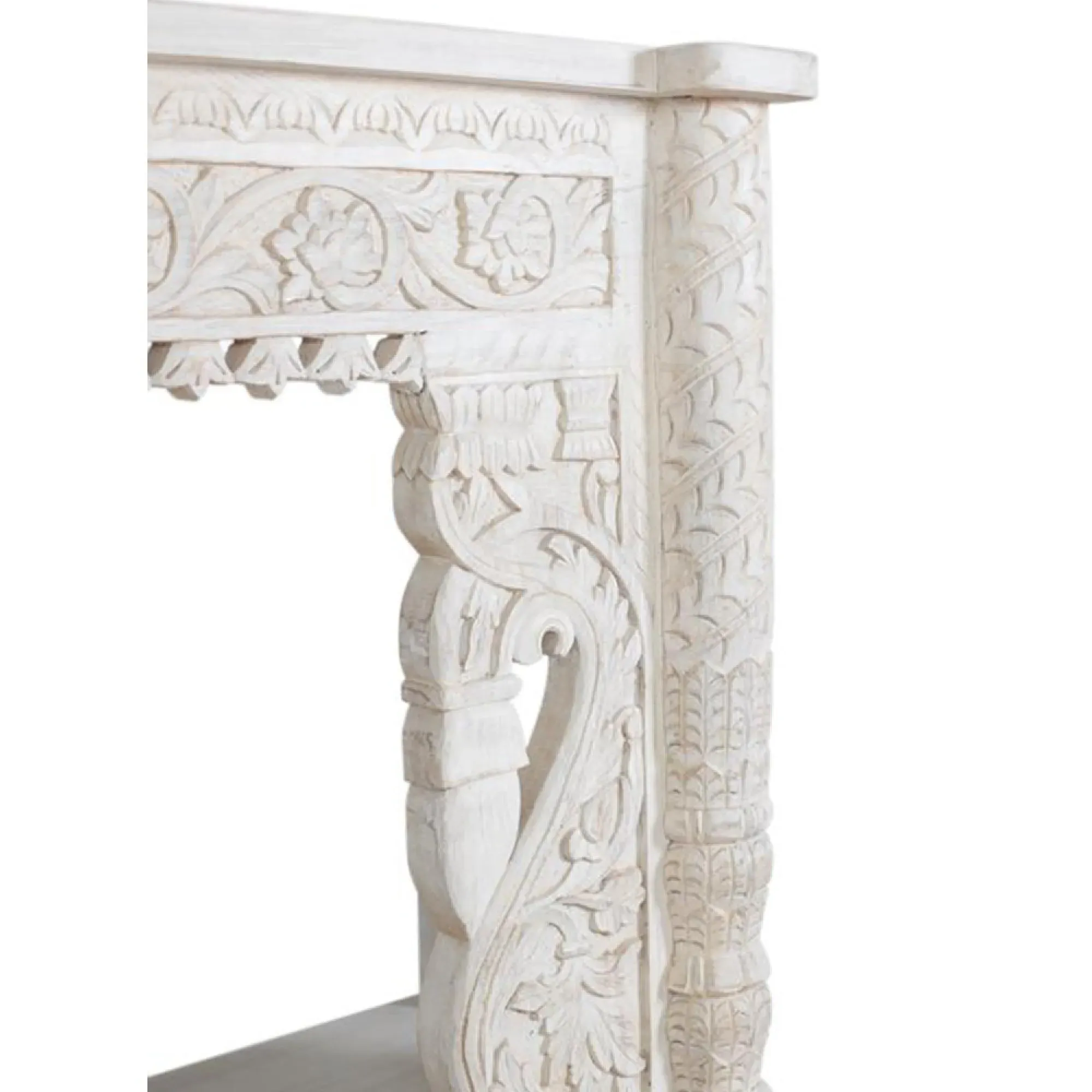 Lomax Large Console Table - Antique White, Mango Wood