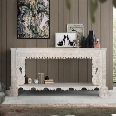 Lomax Large Console Table - Antique White, Mango Wood image