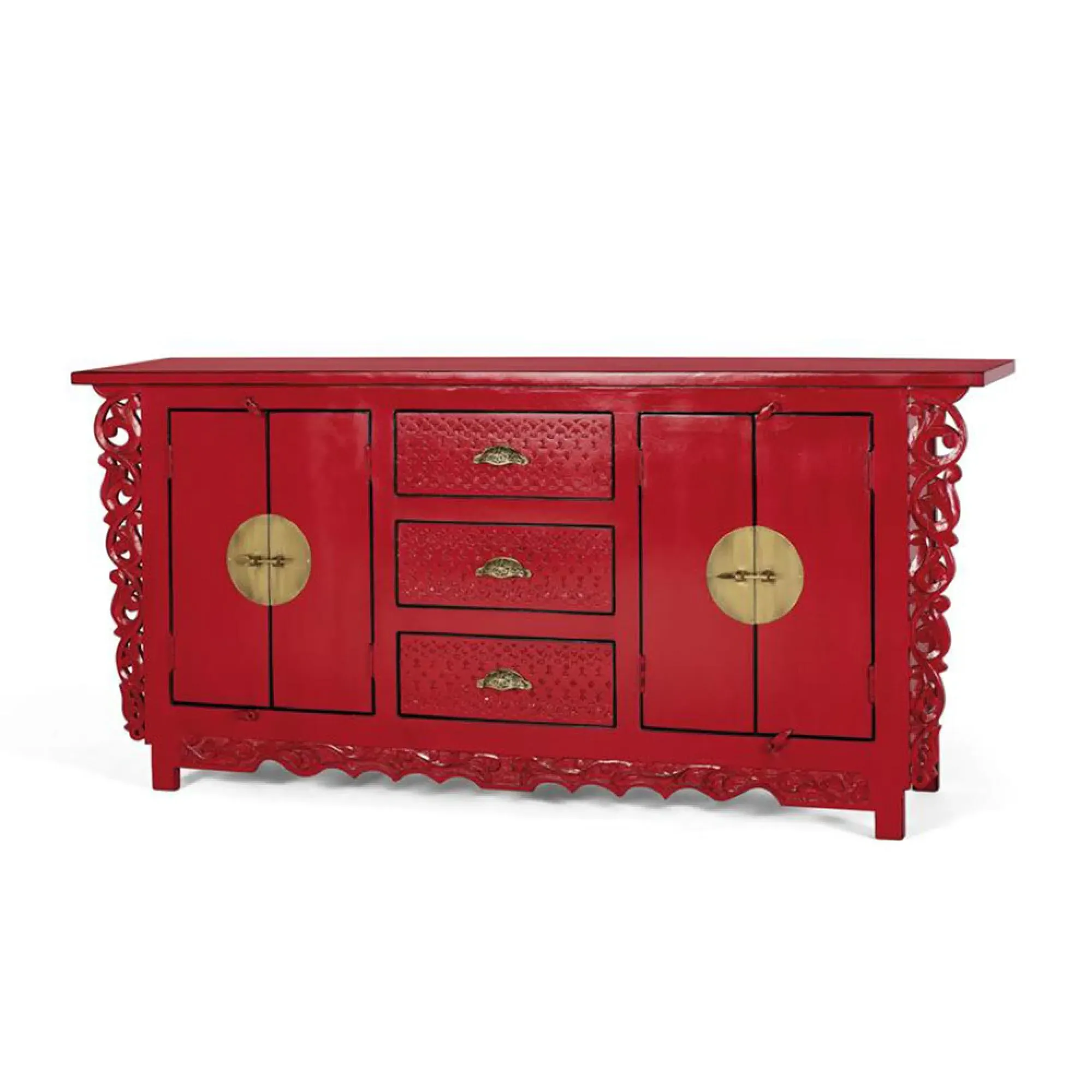 Lubesh 4 Door Sideboard - Red, Mango Wood