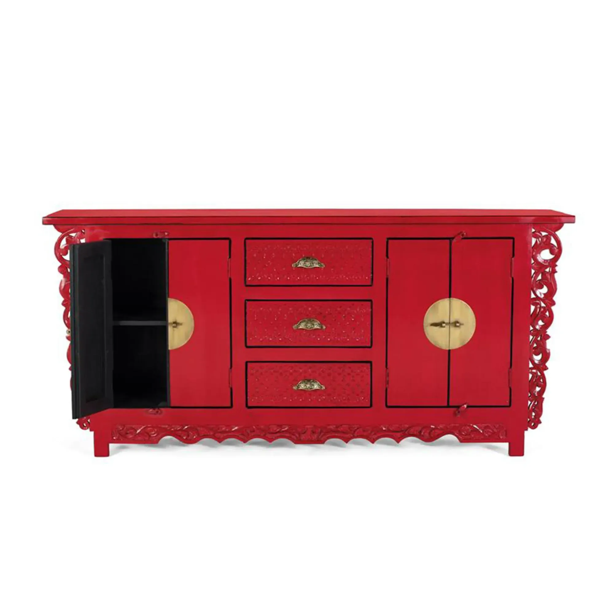 Lubesh 4 Door Sideboard - Red, Mango Wood