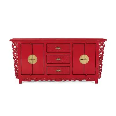 Lubesh 4 Door Sideboard - Red, Mango Wood