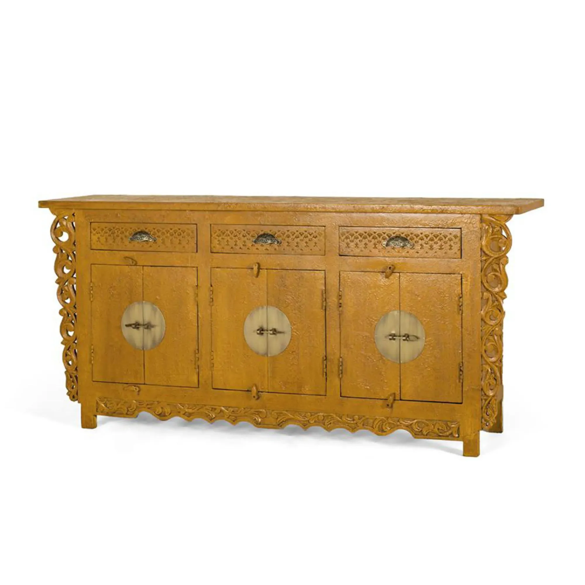 Lubesh Extra Large 6 Door Sideboard - Ochre, Mango Wood