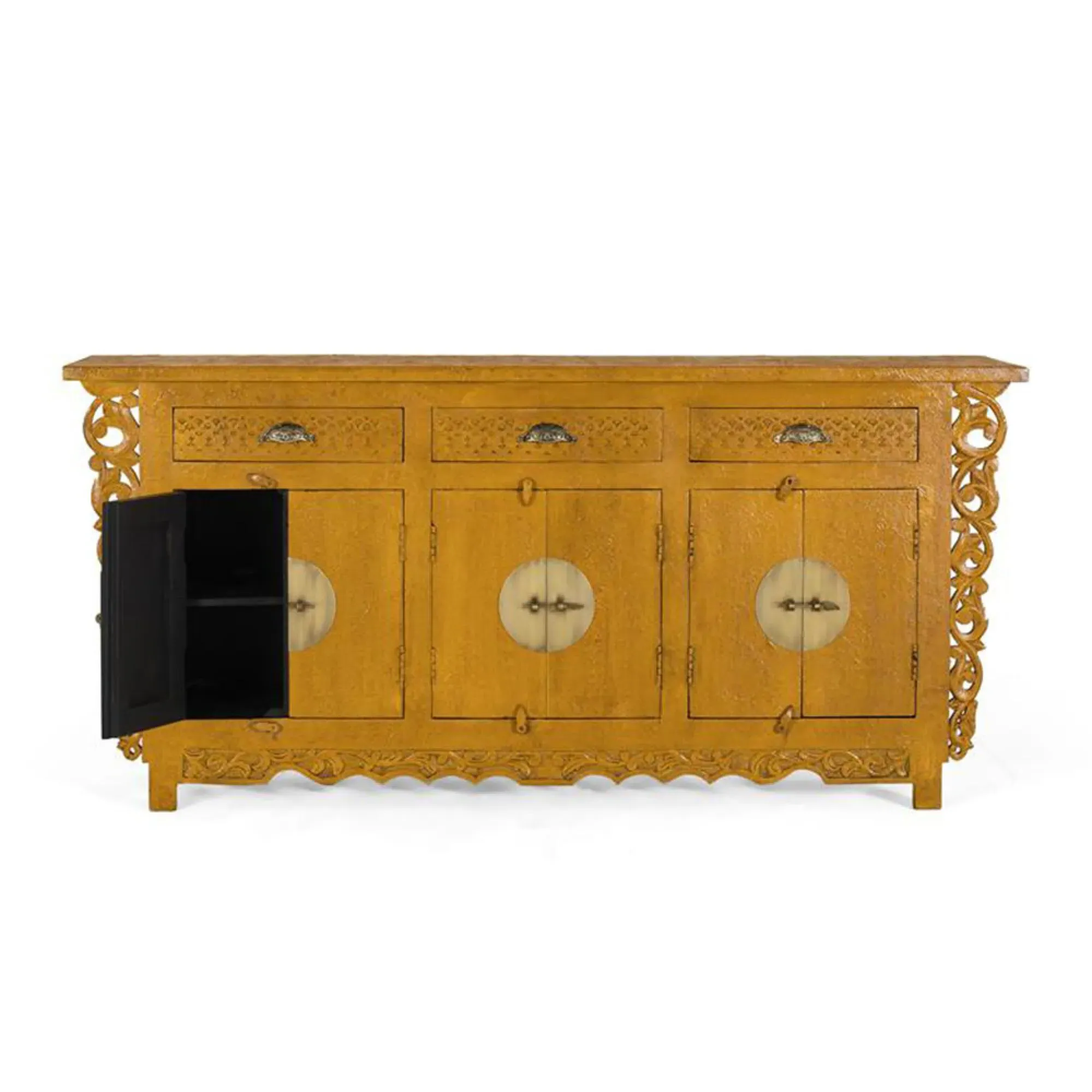 Lubesh Extra Large 6 Door Sideboard - Ochre, Mango Wood