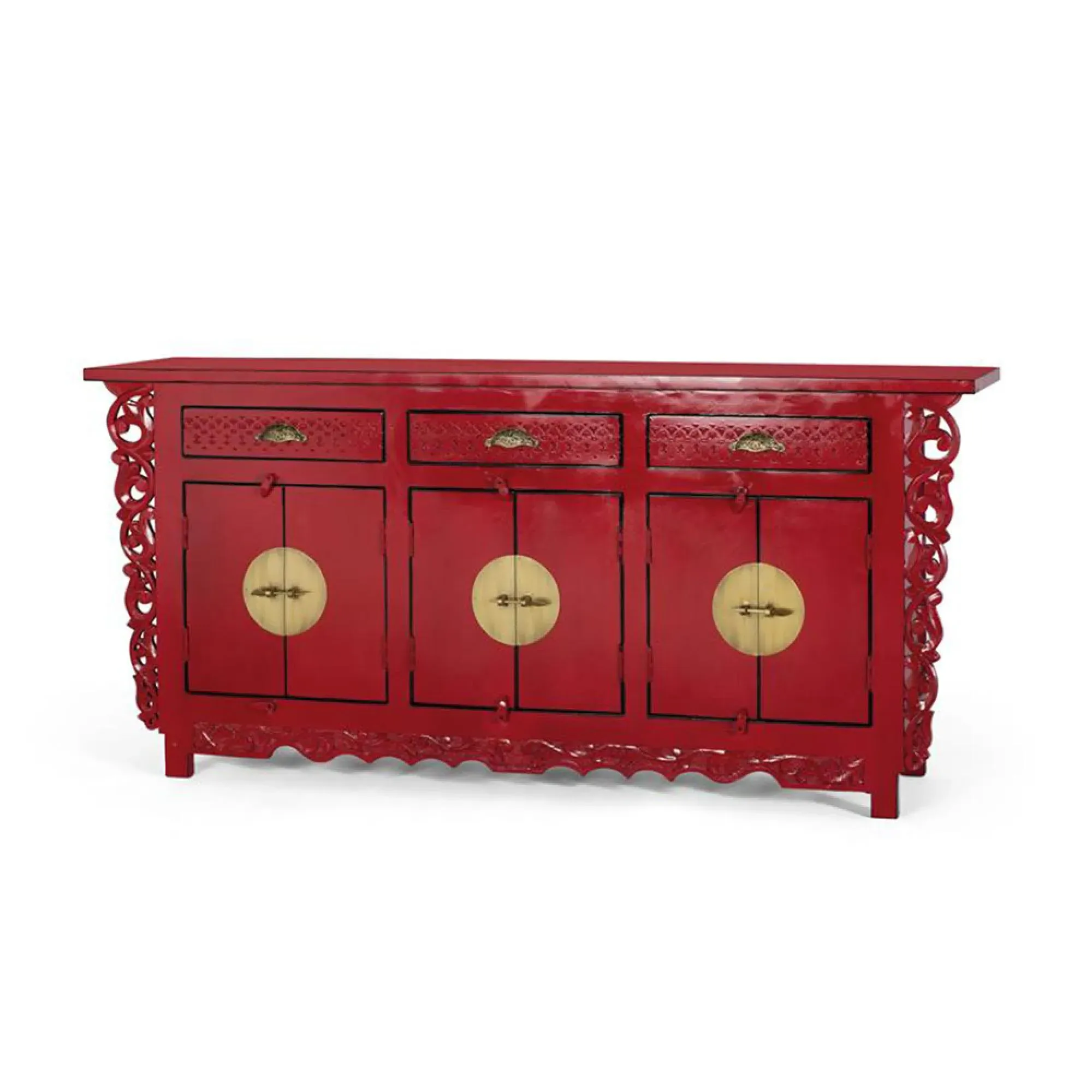 Lubesh Extra Large 6 Door Sideboard - Red, Mango Wood