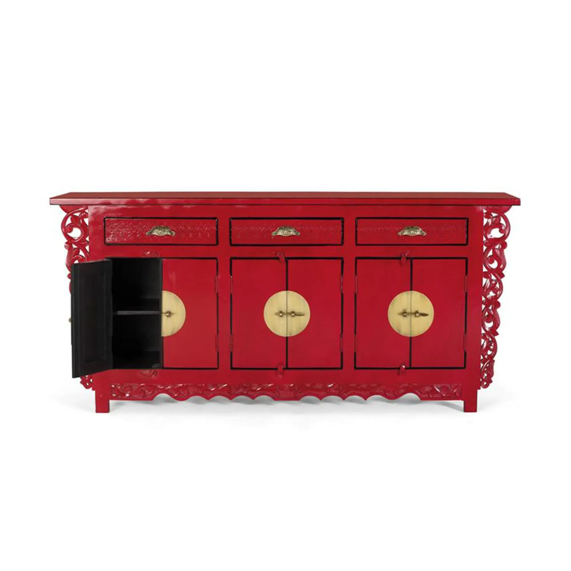 Lubesh Extra Large 6 Door Sideboard - Red, Mango Wood