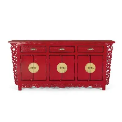 Lubesh Extra Large 6 Door Sideboard - Red, Mango Wood
