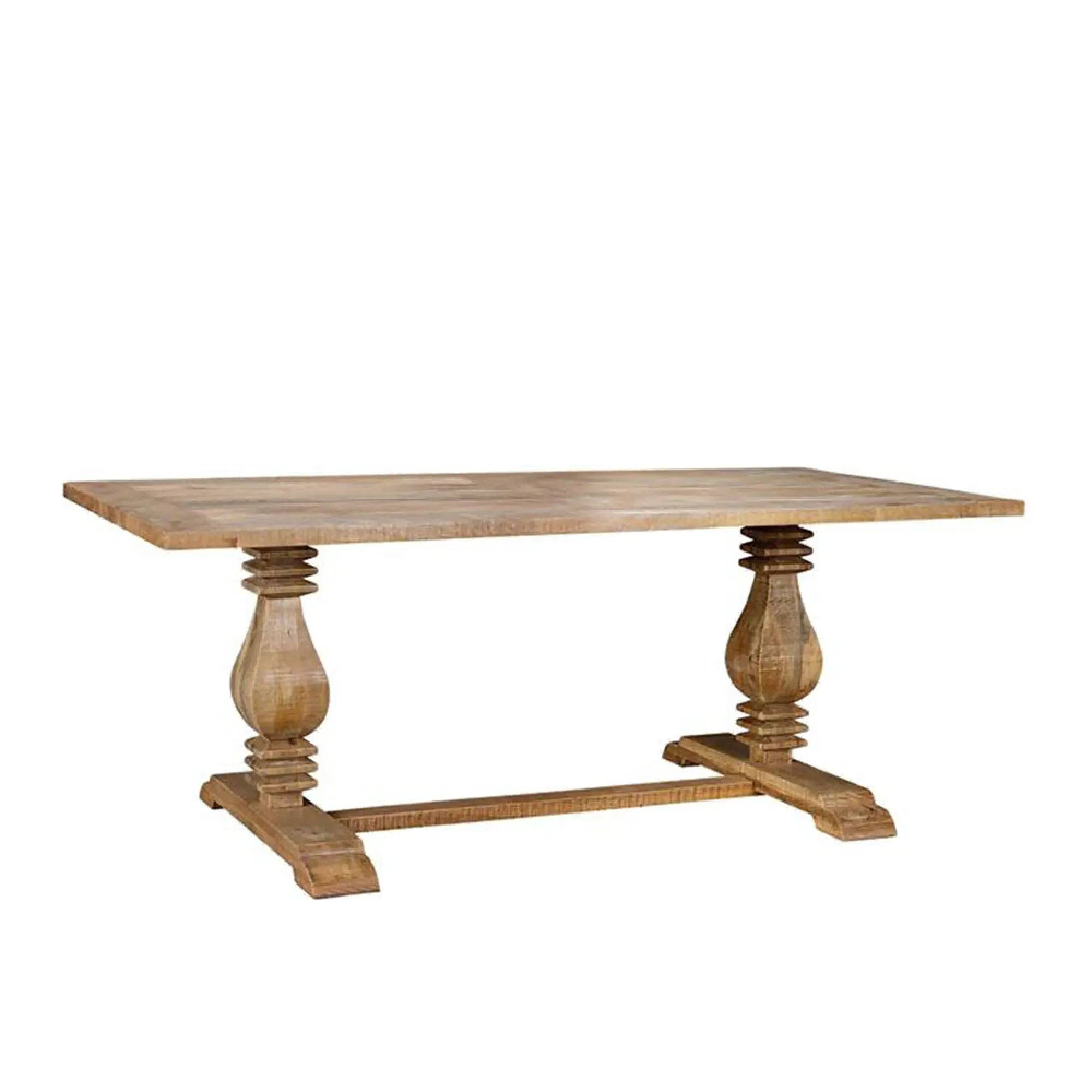 Lucca 8-Seater Double Pedestal Dining Table - Natural, Mango Wood