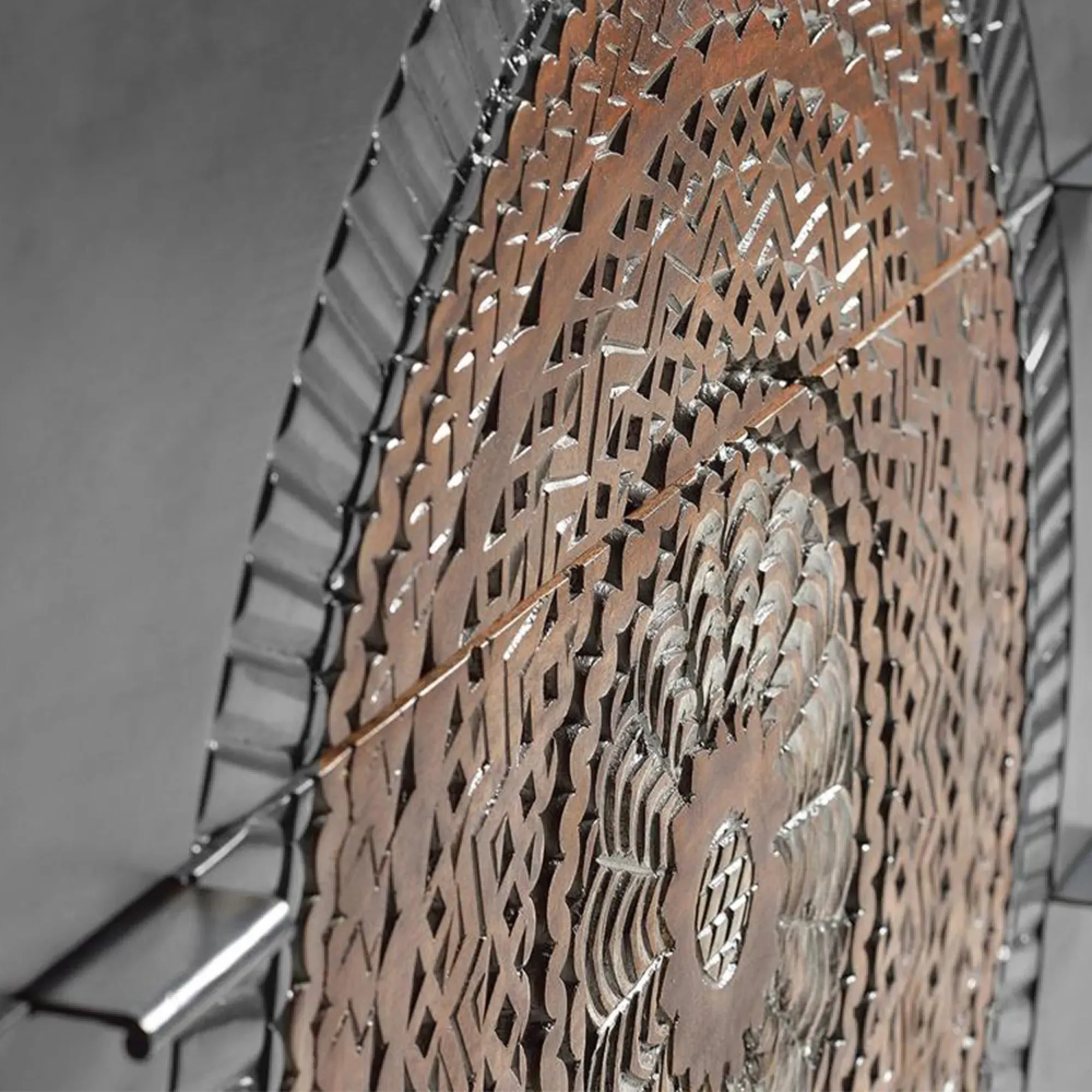 Lytton 3 Drawer Chest - Grey, Carved Mango Wood