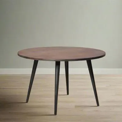 Lytton 4 Seater Round Dining Table - Grey, Mango Wood